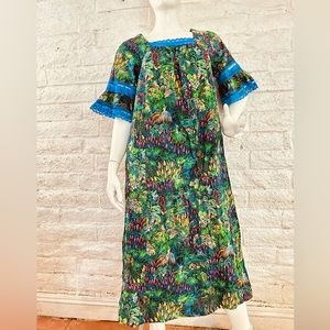 Montgomery Ward Mujer Maxi Vestido M Vtg 60s 70s Floral